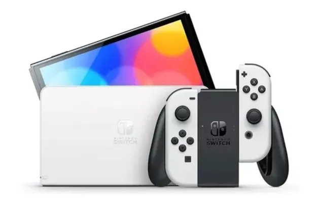 (Meli+/CCMP) Nintendo Switch OLED 64GB Standard cor branco e preto