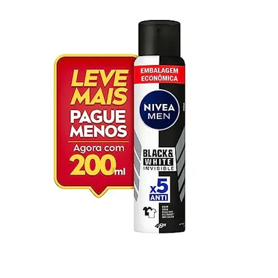 [Rec] [+Por- R$ 9.9] NIVEA MEN Desodorante 200ml Antitranspirante Aerossol Invisible Black & White