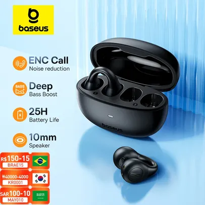 [taxa inclusa] Baseus AirGo AS01 fones de ouvido sem fio, fones de ouvido Bluetooth 5.3, 2 MP, ENC HD Call, redução de ruído