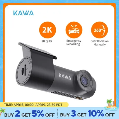 [Taxa Inclusa] KAWA Câmera Dash para Carro, DVR Dash Cam 2K, Gravador de Vídeo de Emergência