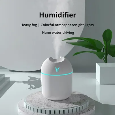 Mini Umidificador de ar ultra sônico branco, Luz romântica, USB, Difusor de óleo essencial, Purificador de carro, Aroma250 ML