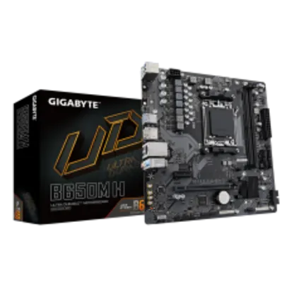 Placa Mãe Gigabyte B650M H, Chipset B650, AMD AM5, MATX, DDR5