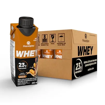 [REC] Pack de Whey Zero Lactose Amendoim 23g Piracanjuba 250ml - 12 Unidades (5,38 un)