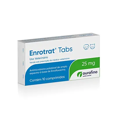 [ PRIME ] Antibiótico Ouro Fino Enrotrat Tabs 25 Mg - 10 Comprimidos