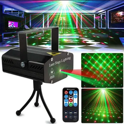 [Já Com Impostos] Portátil Controle Remoto LED Stage Light DJ KTV Disco Lâmpada Projetor Laser