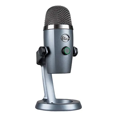 [ PRIME ] Microfone Condensador USB Blue Yeti Nano com Captação Cardióide e Omnidirecional, Plug and Play para Podcast e Gravações em PC e Mac - Cinza