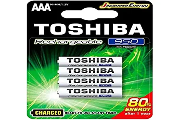 Pilha Recarregável AAA 1,2V 950mAh TNH3GAE TOSHIBA (Cartela com 4 unid.)