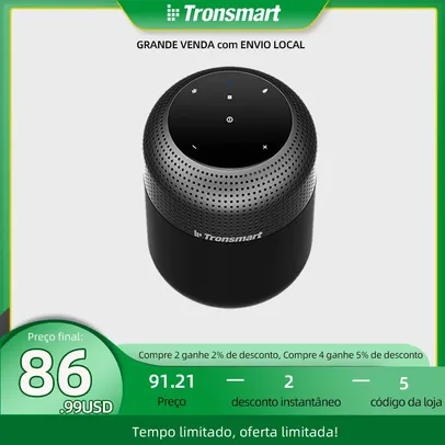 (App / Moedas / Brasil) Tronsmart T6 Max Bluetooth Speaker 60W Com 20h de Reprodução e Nfc