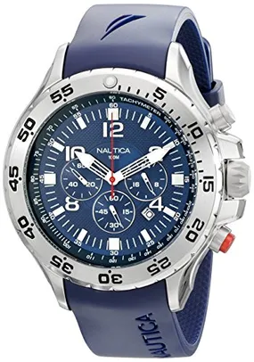 Nautica Relógio masculino de silicone e resina de quartzo, azul