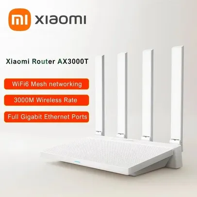[Taxa inclusa] Roteador Xiaomi AX3000T 2.4GHz e 5GHz - CPU 1.3GHz, 2X2 160MHz, NFC, 4 antenas, 2 Links Simultâneos