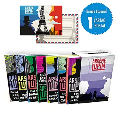 Lupin - Box com 7 livros com cartão postal [R$ 9 cada]