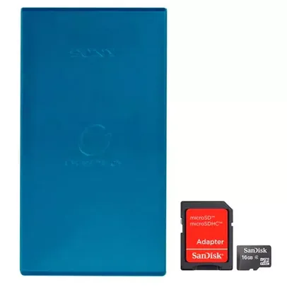 Kit carregador portátil Sony 5000mah Azul + Cartão de Memória Sandisk 16GB + Antivirus Mobile Security McAffe