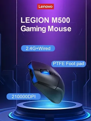 [Taxa Inclusa] Mouse Sem Fio Lenovo Legion M5 Pro RGB, Modo Duplo, Ajustável, 7 velocidades, 10000DPI