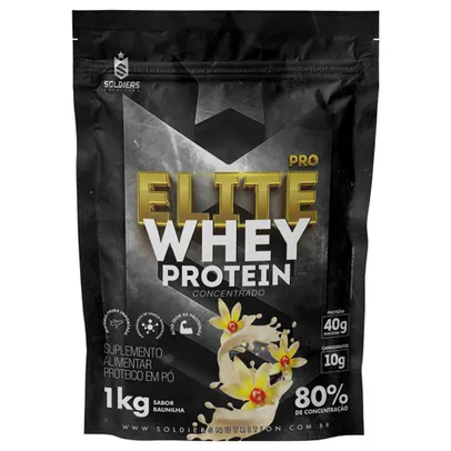 (209,80) 2 Elite Pro Whey Protein Concentrado 80% - 1kg - Soldiers Nutrition