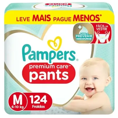 Pampers Fralda Pants Premium Care M 124 Unidades (usando cupom NovoPrime)