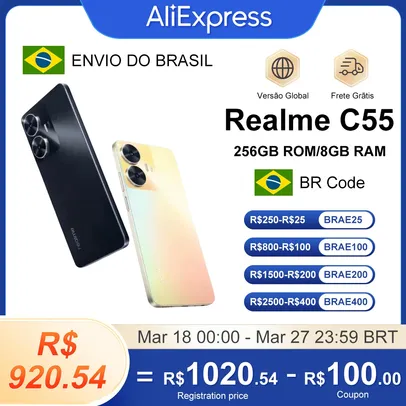 [Do Brasil] Smartphone Realme C55 Lançamento Versão Global 256gb