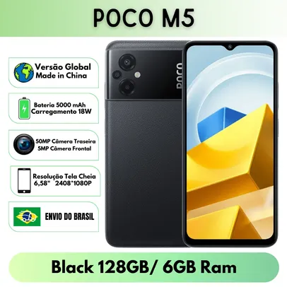 [DoBrasil] Smartphone Xiaomi Poco M5 128gb 6gb Green - Global