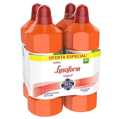 Lysoform - Kit Desinfetante Líquido Bruto Original 1L, 1 Pacote com 4 unidades - 4l