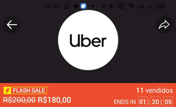 [App] Giftcard da uber de R$200