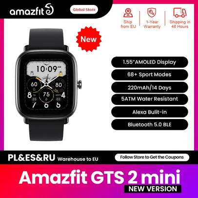 [Taxa Inclusa/Moedas] Smartwatch Amazfit GTS 2 Mini