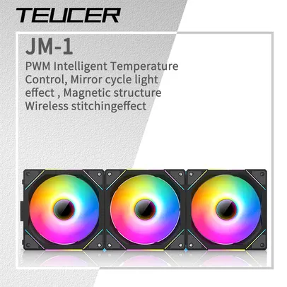 [taxa INCLUSa] Kit 3x Fans Magnéticas Teucer JM-1, ARGB, 58.36CFM