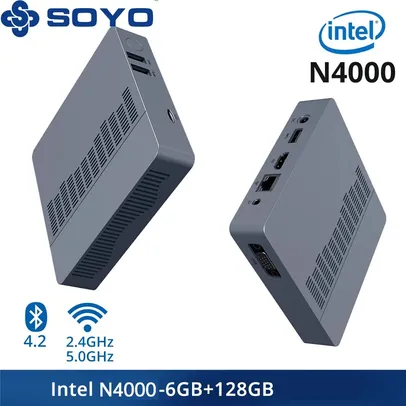 [IMPOSTO INCLUSO/MOEDAS] Mini PC SOYO M2 Air Cpu Intel Gemini Lake N4000, 6GB/128GB, Windows 11