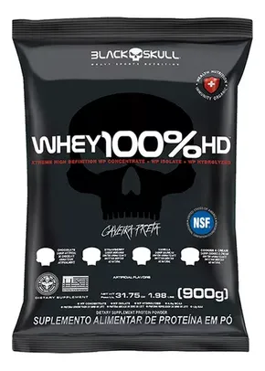 Suplemento em pó Black Skull Caveira Preta Whey 100% HD proteína Whey 100% HD sabor baunilha em sachê de 900g
