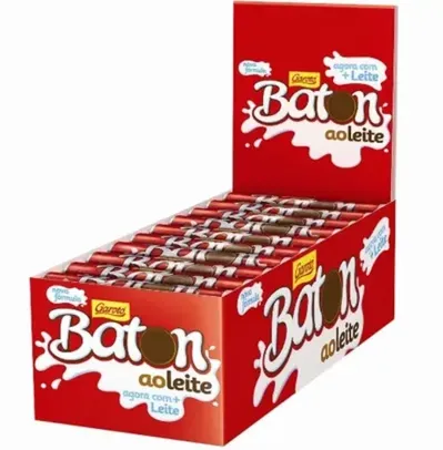[R$0,83 Cada] Caixa de chocolate Baton ao Leite - 30 unidades