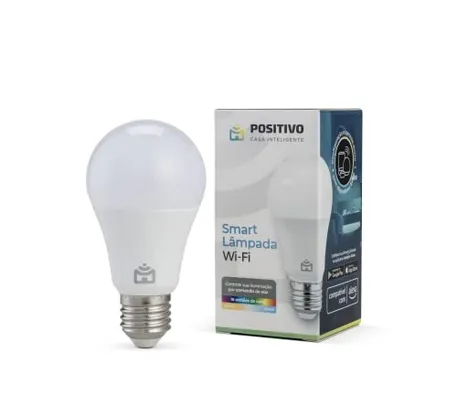 Smart Lâmpada Wi-Fi Positivo Casa Inteligente, Configuração Livre de Frustração, Branca Quente e Fria, Colorido RGB, LED 9W, Bivolt