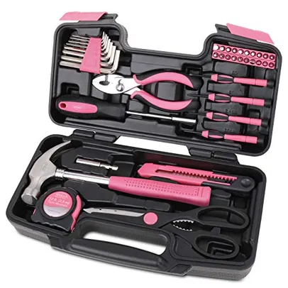 Conjunto de ferramentas domésticas Apollo Tools, 39 peças, rosa