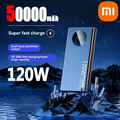 Power Bank Xiaomi 50.000mAh 120W Bateria Externa de Carregamento Super Rápido