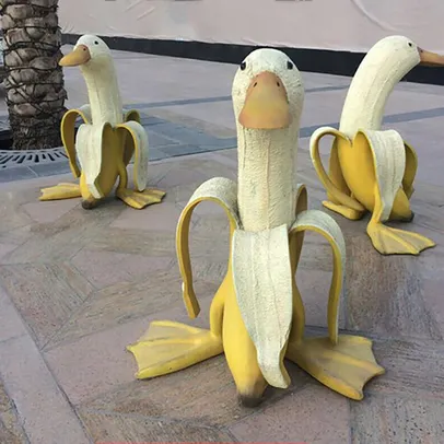 Criativo Jardim Decor Escultura, Pato Banana