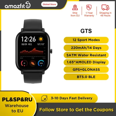 [Taxa Inclusa/Moedas/G Pay] - Smartwatch Amazfit GTS Com GPS Integrado