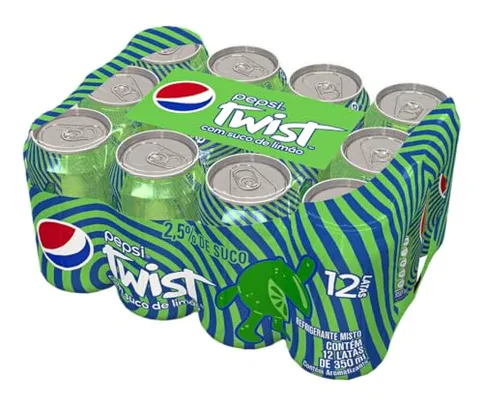(REC) Pack de Refrigerante Pepsi Twist, Lata, 350ml 12 Unidades