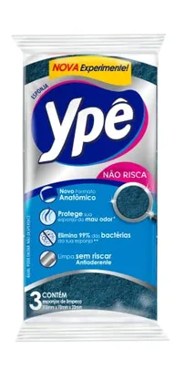 (Mais por Menos R$3,24) Ypê - Esponja Antibacteriana Não Risca , 3 unidades