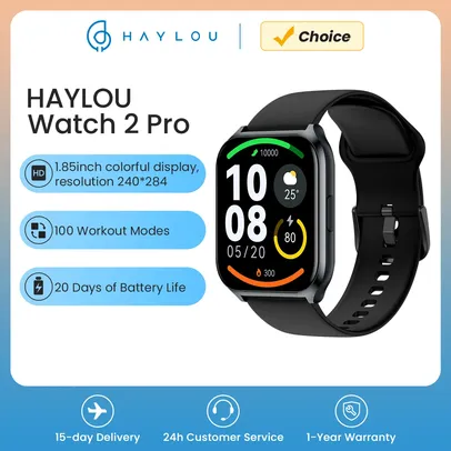 [TAXA INCLUSA] Smartwatch HAYLOU LS02 Pro com Tela HD 1,85", 100 Modos de Esporte e 20 Dias de Bateria