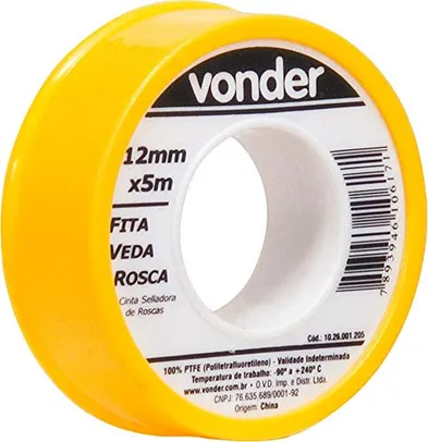 [+Por- R$1 ] Fita Veda Rosca 12 x 5 M, Vonder VDO2174