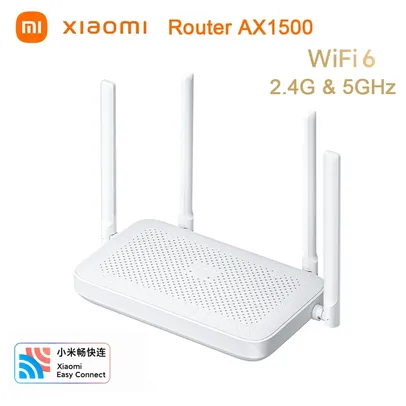 [Taxa inclusa] Xiaomi AX1500 Roteador de Banda Dupla, 2.4G, 5GHz, WiFi 6, 1501Mbps, Porta Gigabit Ethernet, Transmissão OFDMA, Mesh Networking