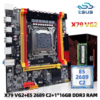 [Taxa Inclusa]Placa Mãe ZSUS X79 VG2 , Intel LGA2011, Xeon E5, 2689, DDR3, 1x16GB, 1600MHz, Memória RAM ECC, NVME, M.2 SATA