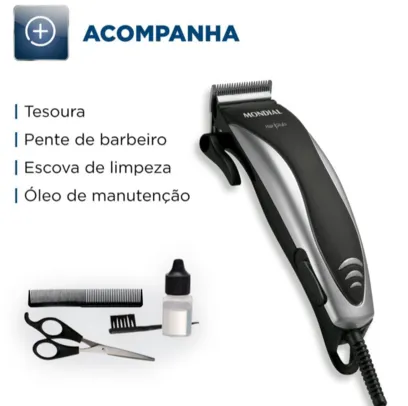 [APP] Máquina de Cortar Cabelo Mondial Hair Stylo CR-02 4 com Pentes - Prata/Preta