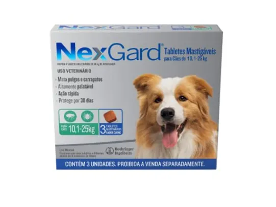 [PRIME] NexGard Antipulgas e Carrapatos para Cães de 10,1 a 25kg 3 tabletes