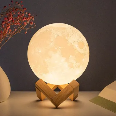 [APP/Taxa Inclusa] - Luminária mesa em formato de lua 8cm