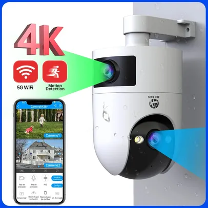 [APP/Taxa Inclusa] Câmera de Vigilância PTZ I WIFi 5G Jooan , Lentes Duplas, Visão Noturna, Rastreamento Automático, 4K