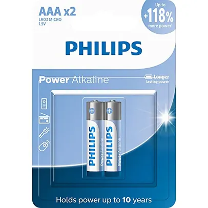 Pilha Philips alcalina AAA 1.5V com 2 unidades LR03P2B/59