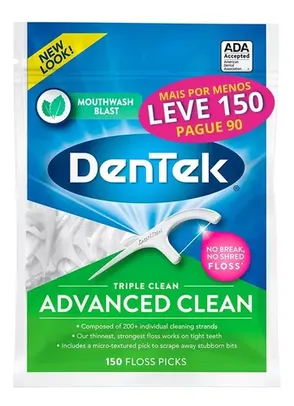 Fio Dental Dentek Floss Picks Triple Clean Adv Clean 90un
