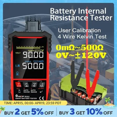 [Taxa Inclusa] TOOLTOP IR502 ±120V 500Ω testador de resistência interna da bateria