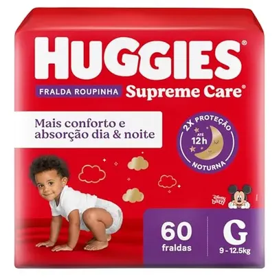 [Rec] Leve 4 Pague 3 - Huggies Supreme Care - Fralda, Roupinha G, 60 fraldas