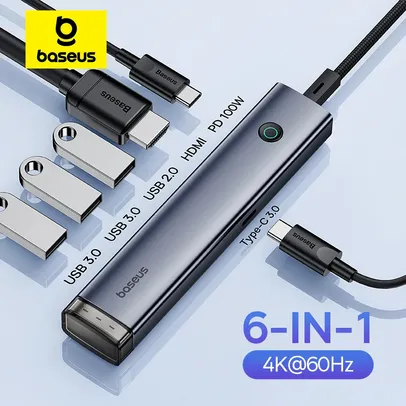 Baseus Hub USB Tipo C, Adaptador Slim, Dock para MacBook Air, Compatível com HDMI, RJ45, PD, 100W, 4K, 60Hz, USB 3.0| | - AliExpress