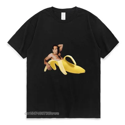 Camisa de algodão T camisa masculina Nicolas Cage