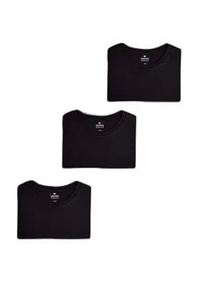 Kit Com 3 Camisetas Masculinas Básicas - Preto XG